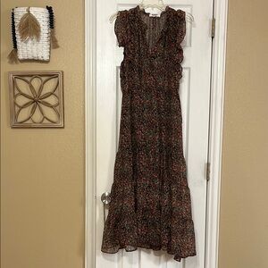 Floral Black and Red Women's Dress